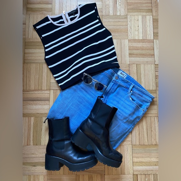 Ted Baker cropped black and white tank top - designer size 5 or a U.S size 12 - Picture 2 of 4